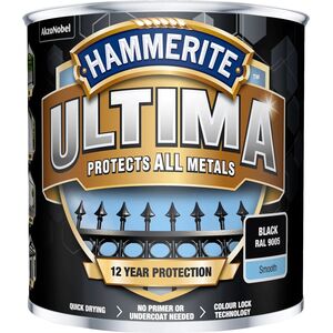 Hammerite Ultima Μεταλλικό Χρώμα - Μαύρο - RAL 9005 - 250 ml.