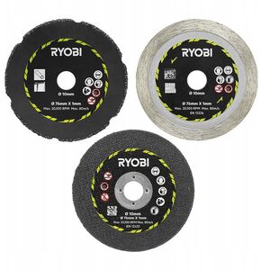 Σετ δίσκων κοπής RYOBI RAKCOT03, 76 x 10 mm, για μέταλλο, πλακάκια, πλαστικό, 3 τεμ.