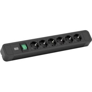 Bachmann BACHMANN PRIMO2 gniazdo 6x styk uziemiony, aluminiowe, z wyłącznikiem, czarne, 2 m