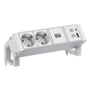 Bachmann BACHMANN DESK2 ALU WIT 2xCEE7/3 1xUSB A/C 22W 0,2m GST18