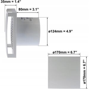 Ανεμιστήρας οικιακής χρήσης Europlast E-EXTRA EET125TH, DN125, με χρονοδιακόπτη και αισθητήρα υγρασίας
