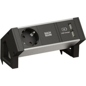 Bachmann BACHMANN DESK2 ALU BLACK 1x gniazdo z uziemieniem 1x ładowarka USB GST18