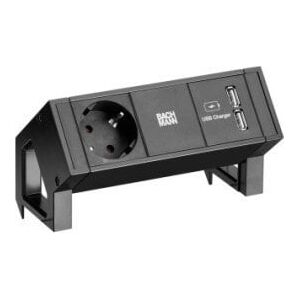 Listwa zasilająca Bachmann BACHMANN DESK2 1x gniazdo z uziemieniem 1x ładowarka USB, czarny
