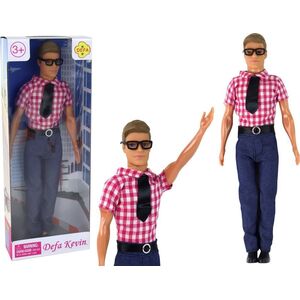 LeanToys Lalka Dla Dzieci Mężczyzna Kevin Elegancki Strój Koszula Czerwona