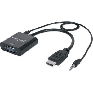Adapter AV Manhattan HDMI - D-Sub (VGA) + Jack 3.5mm czarny (151450)