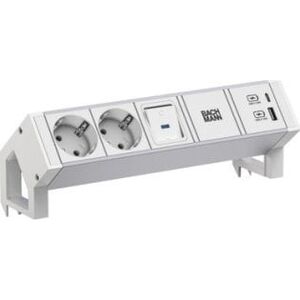 Triton BACHMANN DESK2 ALU WIT 2xCEE7/3 1xSwitch 1xUSB A/C 22W 0,2m