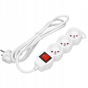 Przedłużacz 3x2P+Z,ON/OFF,1,4m, 3x1mm?, biały