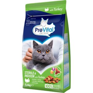 PREVITAL Sterile - Z indykiem karma sucha - Pełnoporcjowa karma dla dorosłych kotów - 1,4kg.