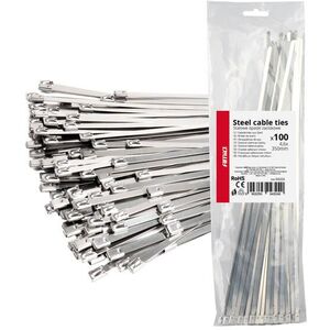 Opaski zaciskowe metalowe ze stali nierdzewnej 4.6x350mm 100 szt. amio-04324