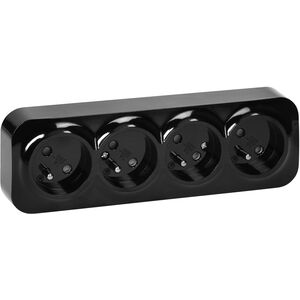 Gniazdo poczwórne ToDo 2P+Z IP20, 16A, 230V AC, czarny, 8 sztuk