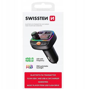 Swissten RGB Bluetooth FM Transmitteris 2x USB / USB-C