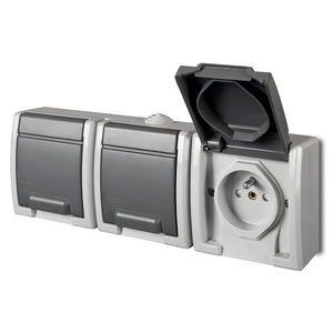 Elektro-Plast Gniazdo potrójne GNT-3x2P+Z z uziemieniem Aquant szare (1243-10)