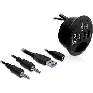 HUB USB Delock Słuchawkowe Mikrofonowe  + 3x USB-A 3.0 (61990)