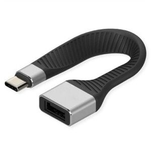 Καλώδιο σιλικόνης USB 3.2 Gen 2, C-A, M/F, μαύρο, 11 cm Roline