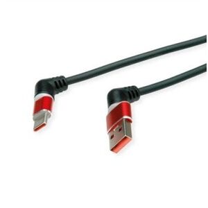 ROLINE Περιστρεφόμενο καλώδιο USB 2.0 360°, C - A, M/M, 60W, κόκκινο-μαύρο, 1 m