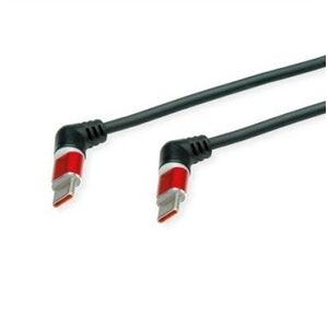 ROLINE Περιστρεφόμενο καλώδιο USB 2.0 360°, C - C, M/M, 60W, κόκκινο-μαύρο, 2 m