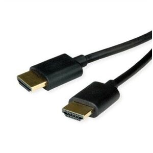 ROLINE Καλώδιο HDMI High Speed + Ethernet, Ultra Slim, M/M, μαύρο, 2 m