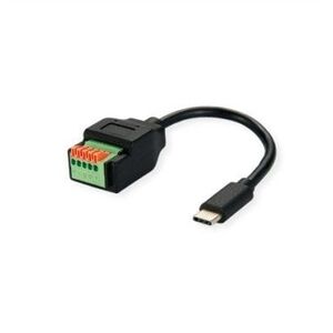 Προσαρμογέας καλωδίου Roline, βύσμα USB τύπου C σε τερματική λωρίδα 5 ακίδων (κουμπί), 15 εκ.