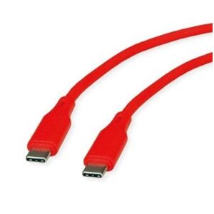 Καλώδιο ROLINE USB 2.0, C-C, M/M, 60W, σιλικόνης, κόκκινο, 1 m