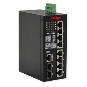 10-portowy przełącznik gigabitowy ROLINE (8x RJ45+2x SFP) Layer2 PoE+ Smart Managed, 240W