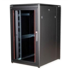 ROLINE 19-ιντσών ντουλάπα δικτύου Pro 26 U, 800x1000 ΠxΒ, γυάλινη πόρτα, μαύρη
