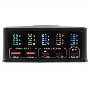 EXSYS EX-1106 Multiport High Power Charger mit QI 15W und USB-C PD mit max. 160W