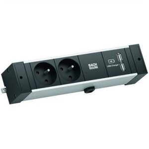 BACHMANN DESK RAIL 2xUTE 1xUSB Charger 2.0m GST18