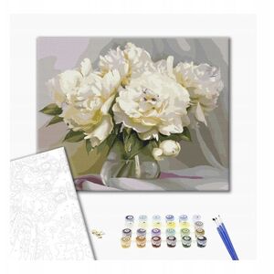 Malowanie po numerach BRUSHME, 40x50 cm, wyśmienita delikatność piwonii, 1 szt., w pudełku