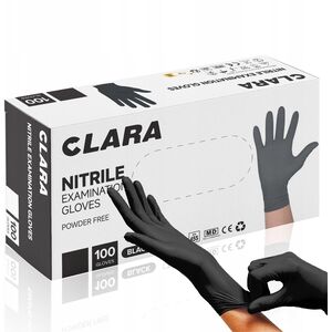 Rękawice nitrylowe bezpudrowe CLARA, 100 szt., rozmiar S, czarne