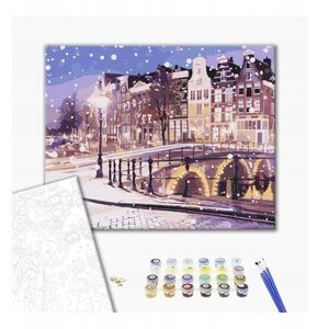 Malowanie po numerach BRUSHME, 40x50 cm, bajkowy Amsterdam w zimie, 1 szt., w pudełku