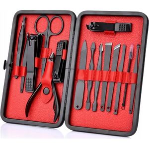 LeanToys Zestaw 16 Przyborów Przybornik Do Manicure Pedicure Paznokci CążkiI Obcinacz