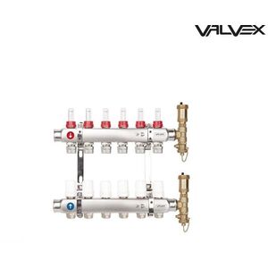 Valvex Διανομέας K5 PLUS-10 G1-G3/4 n=10 10 κυκλώματα, χαλύβδινη δοκός G1 x 2 τεμ.• στηρίγματα για διανομέα x 1 σετ• μειωτικός σύνδεσμος G 1/2 x G 3/4• ροόμετρο G 1/2• θερμοστατική βαλβίδα G 1/2• ομάδα ασφαλείας διανομέα G1+ ΣΥΝΔΕΣΜΟΣ V-PEX 16x3/4