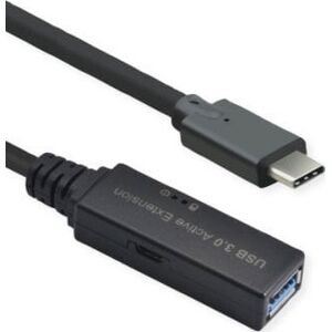 Kabel USB Roline USB-C - USB-A 15 m Czarny
