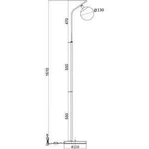 Φωτιστικό δαπέδου Venti G.LUX GT-390-1F-AB, 1 x E27, χρώμα ορείχαλκου, o20 x 160 cm, λευκός καπέλο O13cm