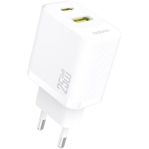 Szybka ładowarka sieciowa 25W USB-A USB-C - biała DUDAO