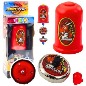Zestaw Wyrzutnia Z Bączkiem Latający Dysk Smok Czerwony LEAN Toys