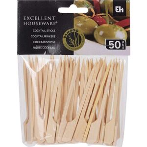 Excellent Houseware Wykałaczki DREWNIANE szpikulce bambusowe do przystawek przekąsek szaszłyków 9 cm 50 sztuk