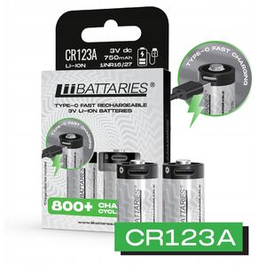 Akumulator LiiBatteries CR123A 750mAh bl./2szt USB-C