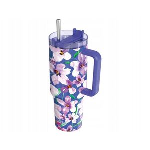 Quokka Stream - Kubek termiczny ze stali nierdzewnej 1200 ml ze słomką (Flower Dusk)