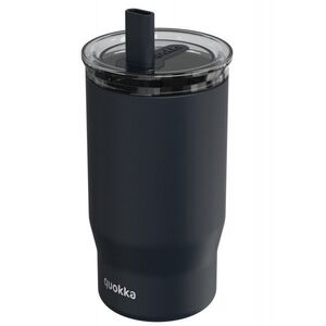 Quokka Mist - Kubek termiczny ze stali nierdzewnej 720 ml ze słomką (Black)
