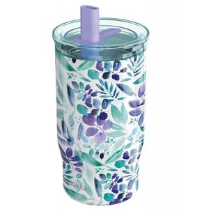 Quokka Mist - Kubek termiczny ze stali nierdzewnej 720 ml ze słomką (Violet Blooms)