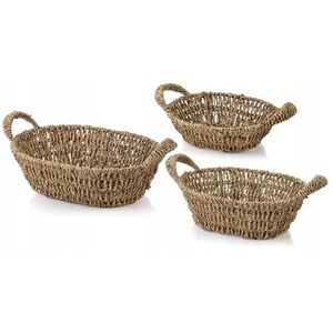 AMPARO KOMPLET 3 KOSZY Owalne30x23x9/27x20x8/24x17x7cm trawa