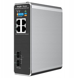 Ruijie Reyee RG-NIS2100-4GT2SFP-HP| Switch zarządzalny przemysłowy, 6 portów, 4xGE, 1xPoE++, 3xPoE+, 180W, 2xSFP, L2, Cloud
