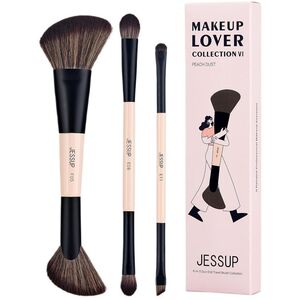 JESSUP 6-in-3 Duo-End Brush Versatility Collection zestaw dwustronnych pędzli do makijażu Peach Dust 3szt.