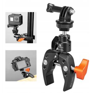Uchwyt Imadło Zacisk Crab Clamp + Głowica Kulowa K&f Na 1/4"" System Gopro / Ms26 / Kf31.097
