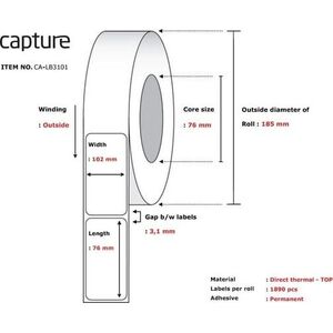 Capture Label 102x76, Core 76,