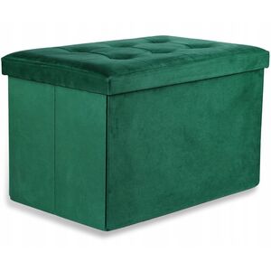 Pufa składana XL z guzikami - 60x38x38cm aksamit zielona