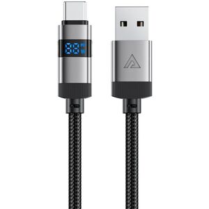 Kabel przewód USB-A - USB-C z wyświetlaczem 480Mb/s 66W 1.2m - czarny Kabel przewód USB-A - USB-C z wyświetlaczem 480Mb/s 66W 1.2m - czarny