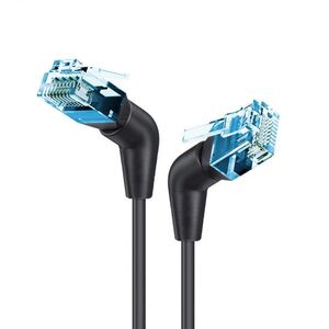 Kabel sieciowy patchcord Cat6a UTP kątowy obrotowy 2m slim czarny