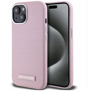 Case Karl Lagerfeld FW Metal Plate MagSafe for iPhone 15 pink